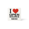 Naklejka "I Love Open Source" 8×8 cm - matowa