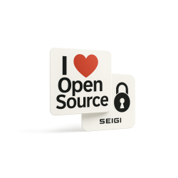 Naklejka "I Love Open Source" 8×8 cm - matowa