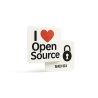 Naklejka "I Love Open Source" 8×8 cm - matowa
