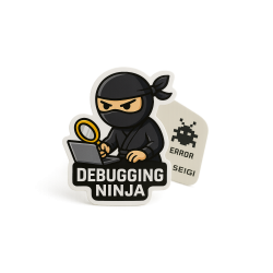 Naklejka Debugging Ninja — winylowa 60 x 60 mm