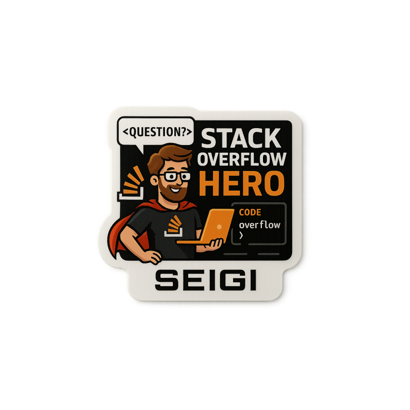 Naklejka Stack Overflow Hero — matowa 70 x 70 mm