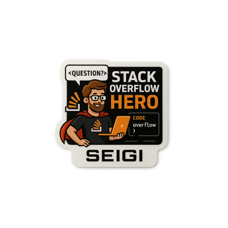 Naklejka Stack Overflow Hero — matowa 70 x 70 mm