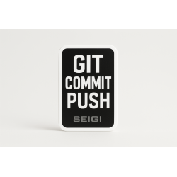 Naklejka "Git Commit Push" — vinylowa naklejka programistyczna 70×30 mm