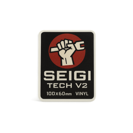 Naklejka SEIGI Tech V2 — winylowa 100×60 mm (wodoodporna)