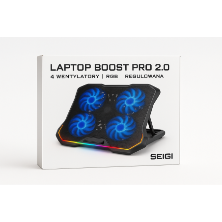Podstawka chłodząca Laptop Boost Pro 2.0 – 4 wentylatory, RGB, regulowana