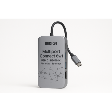 Przejściówka Multiport Connect 6w1 USB-C — HDMI 4K, PD 100W, Ethernet