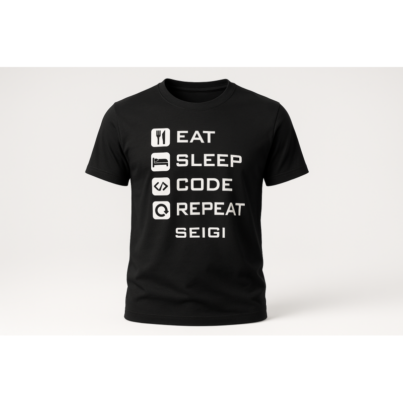 Koszulka męska Eat Sleep Code Repeat czarna