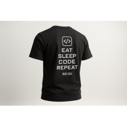 Koszulka męska Eat Sleep Code Repeat czarna